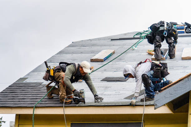 Professional Gutter Installation technician working in Morrisville, NY